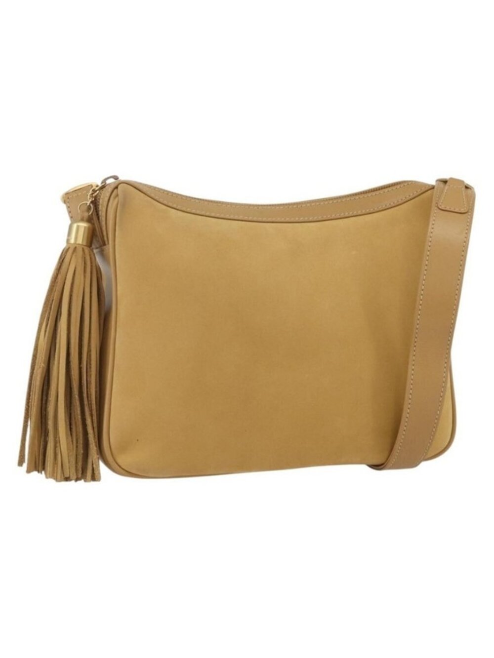 Authentic GUCCI Shoulder Bag Suede Gold Beige
